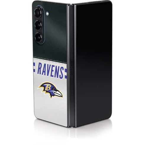 NFL Baltimore Ravens White Striped Galaxy Z Fold5 5G Skin